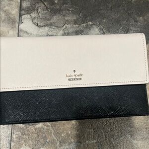 Kate Spade Black and Cream Clutch with Minimalist Design